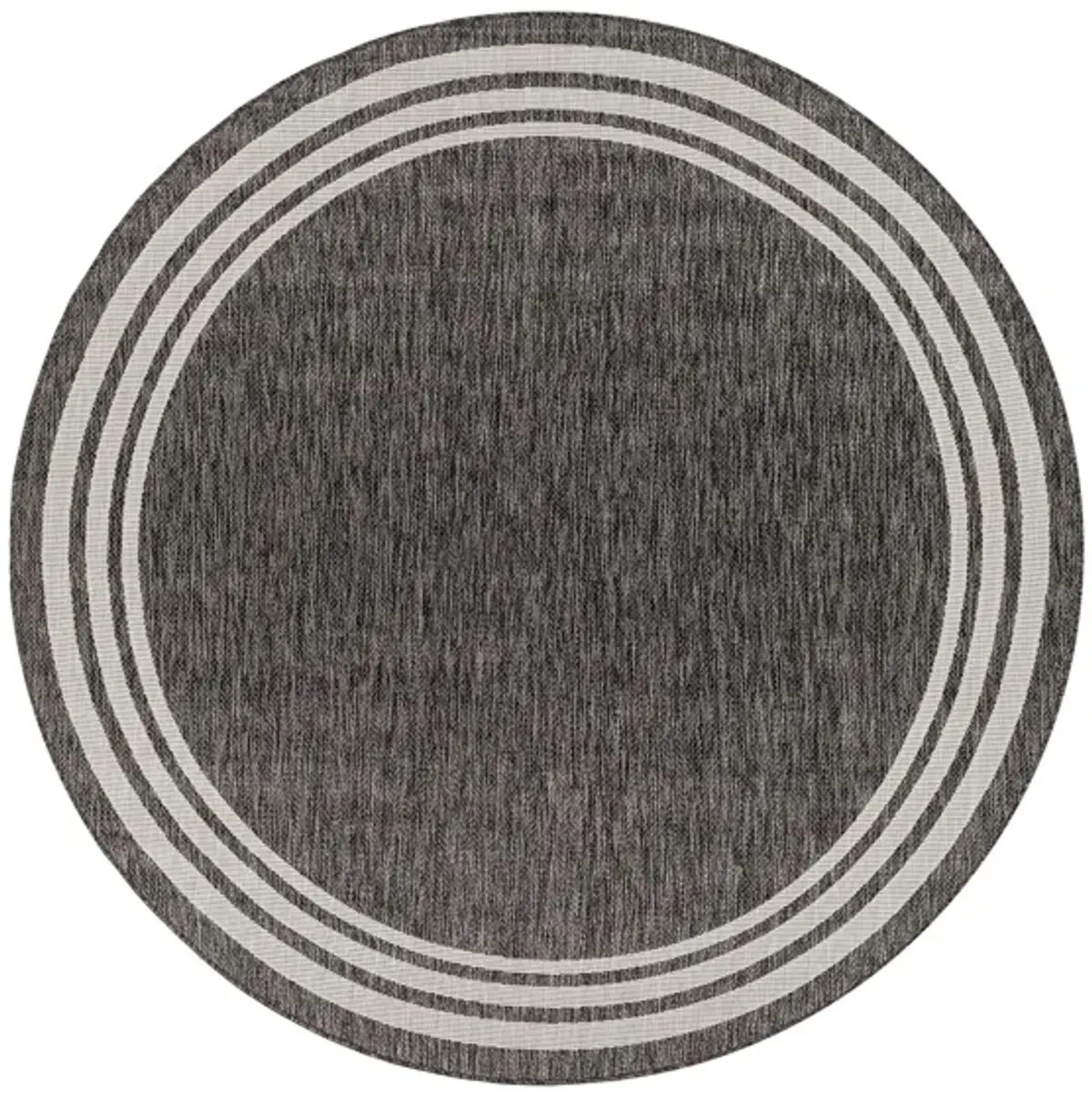 Eagean Bordered Indoor/Outdoor Area Rug Oval in Charcoal, Cream by Surya