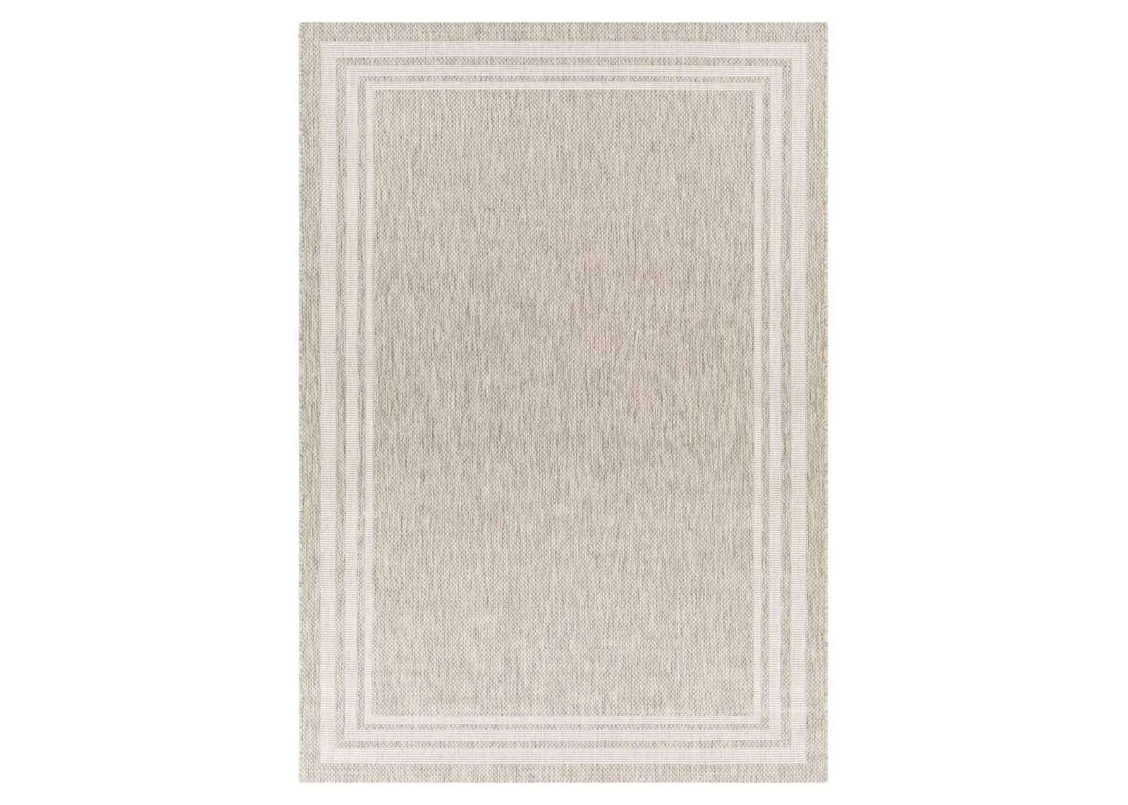 Eagean Bordered Indoor/Outdoor Area Rug Oval in Oatmeal, Gray, Light Beige, Taupe by Surya