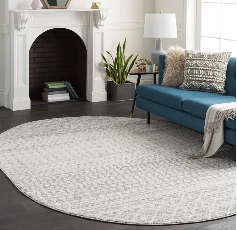 Elaziz Area Rug in Light Gray, Medium Gray, White by Surya