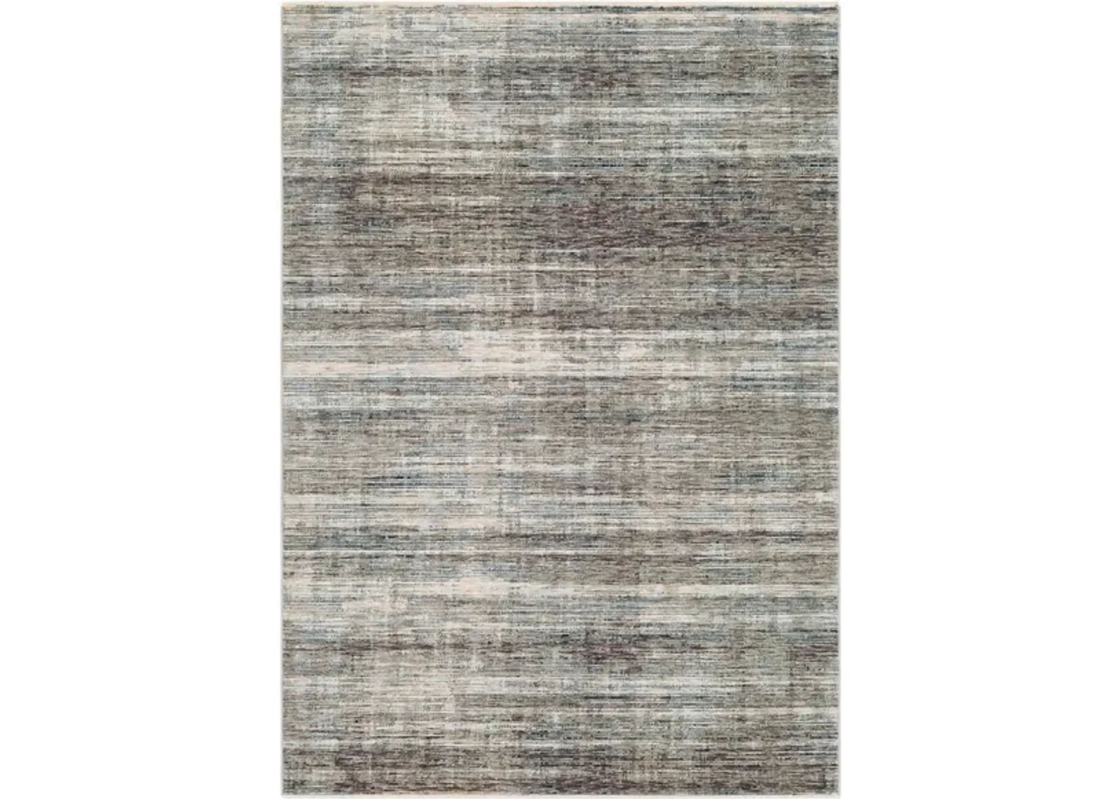 Presidential Banded Rug in Medium Gray, Charcoal, Ivory, Butter, Pale Blue, Bright Blue, Lime, Peach, Burnt Orange by Surya