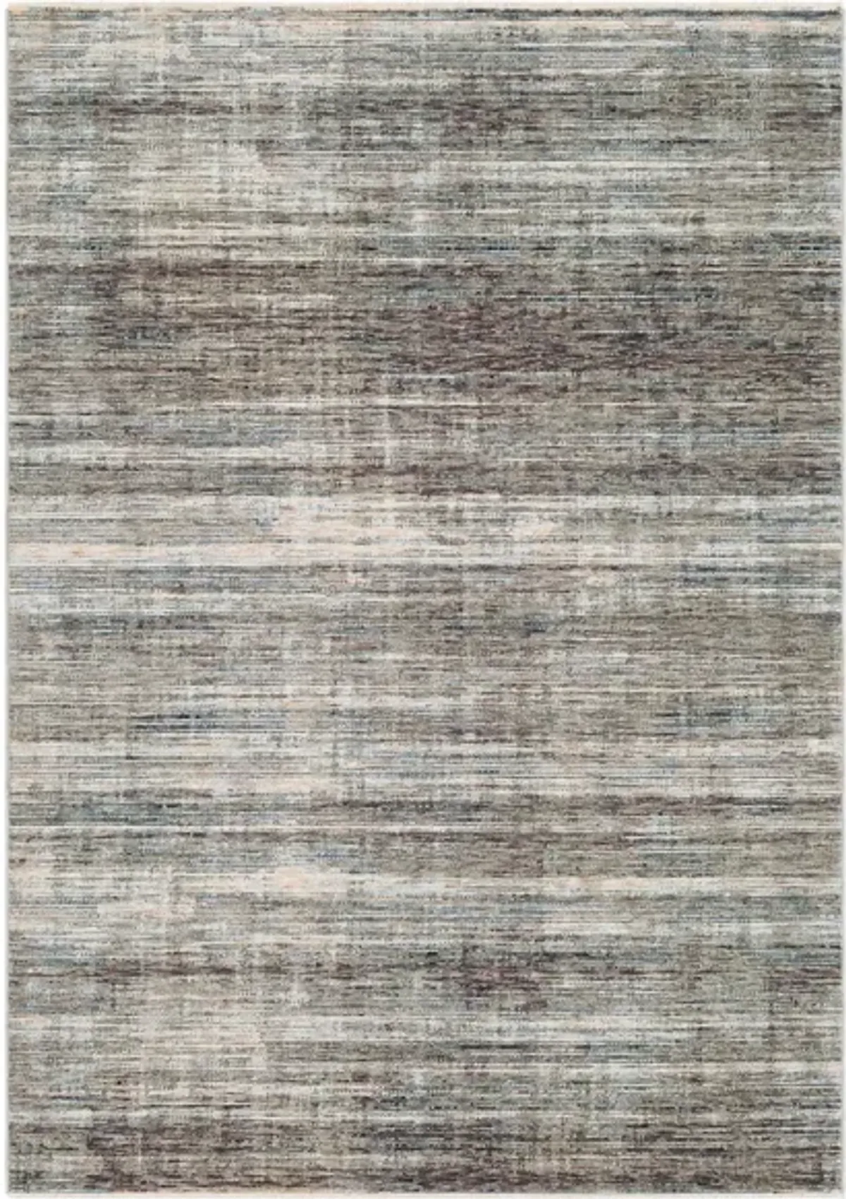 Presidential Banded Rug in Medium Gray, Charcoal, Ivory, Butter, Pale Blue, Bright Blue, Lime, Peach, Burnt Orange by Surya