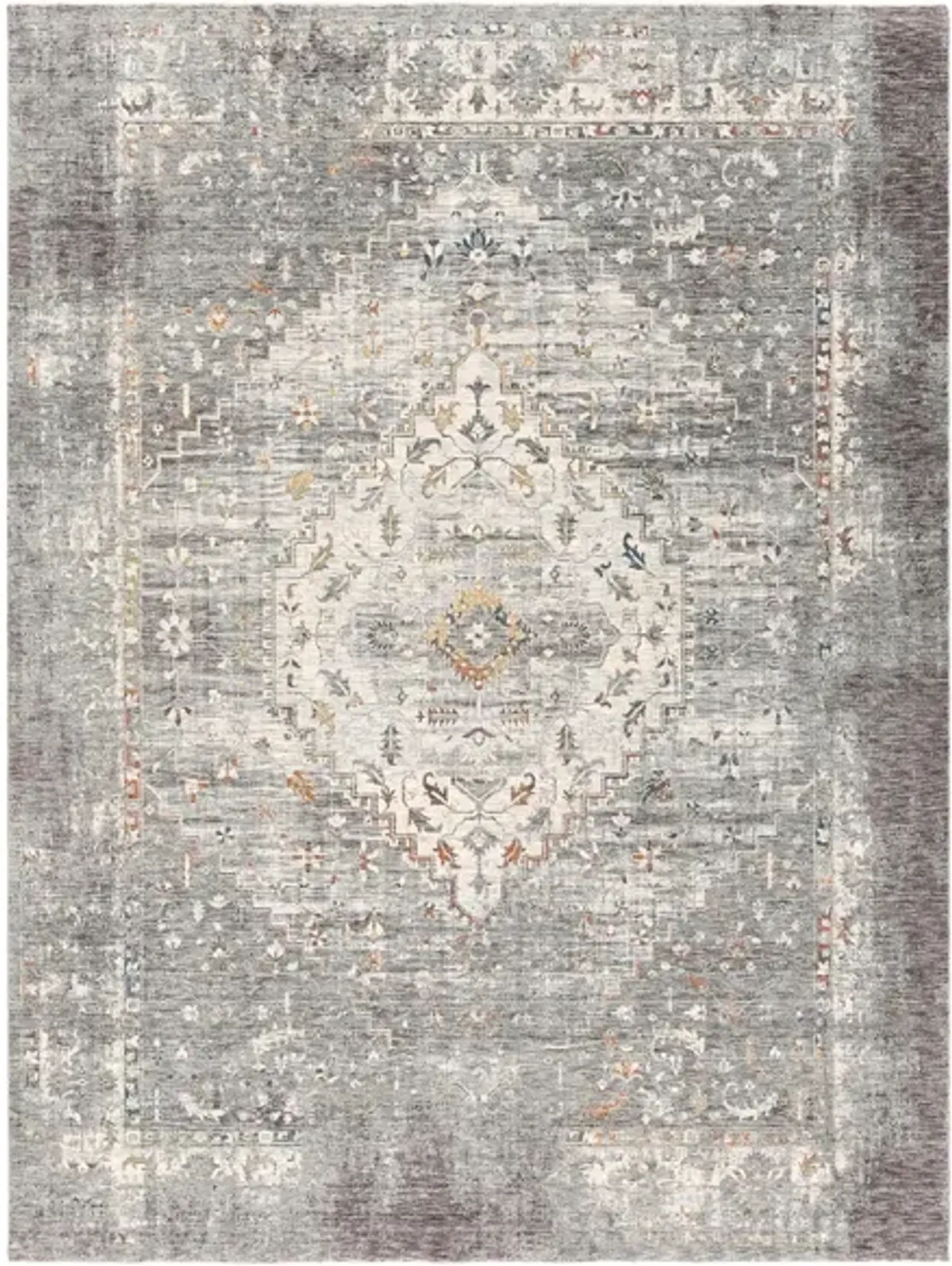 Presidential Moonstone Rug in Medium Gray, Charcoal, Ivory, Butter, Pale Blue, Bright Blue, Lime, Peach, Burnt Orange by Surya