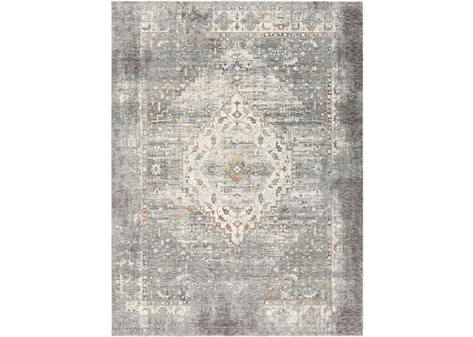 Presidential Moonstone Rug in Medium Gray, Charcoal, Ivory, Butter, Pale Blue, Bright Blue, Lime, Peach, Burnt Orange by Surya