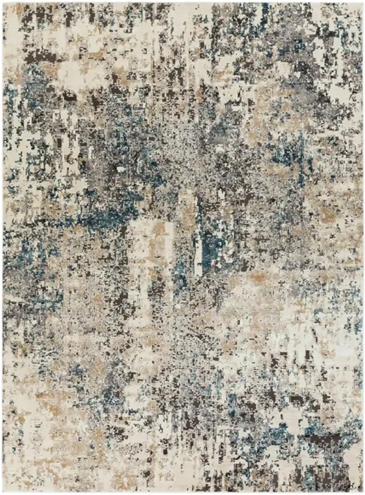 Pune Mumbai Rug in Taupe, Charcoal, Beige, Camel, Dark Brown, Black, Teal, Aqua by Surya