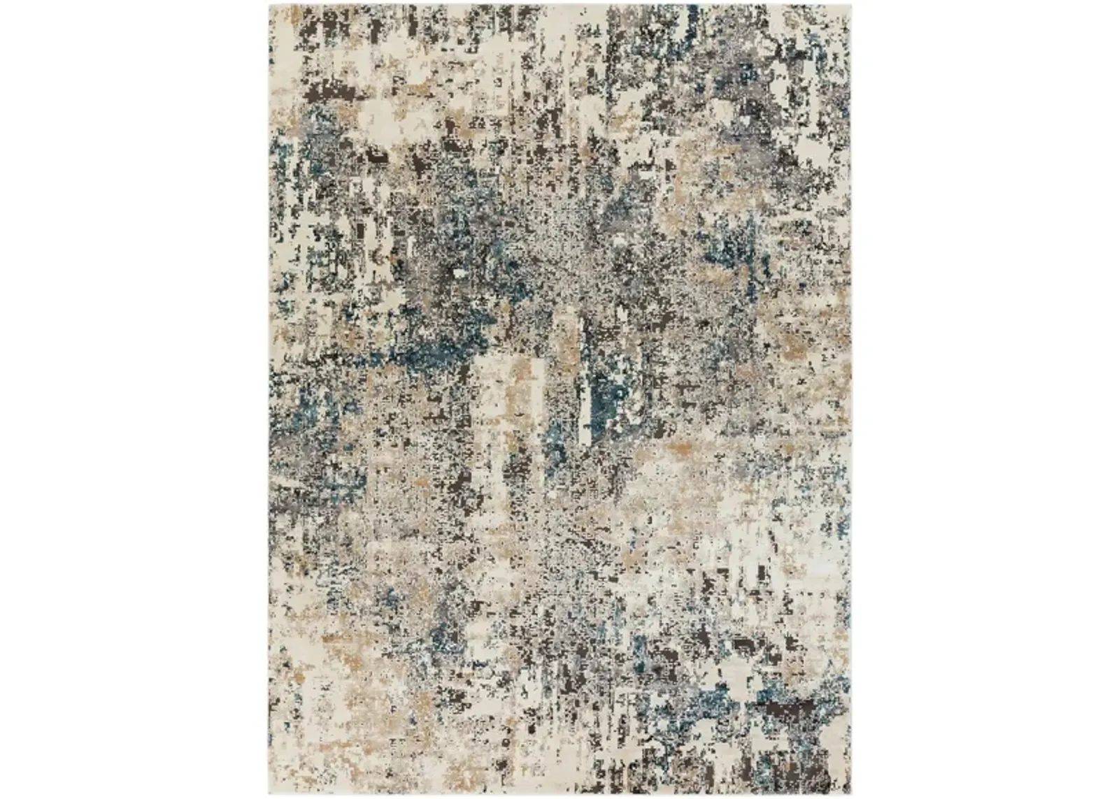 Pune Mumbai Rug in Taupe, Charcoal, Beige, Camel, Dark Brown, Black, Teal, Aqua by Surya