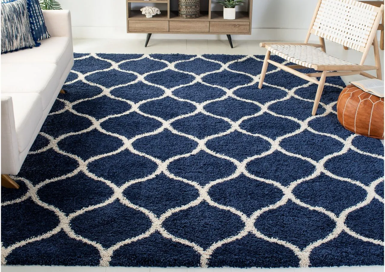 Hudson Shag Area Rug in Navy/Ivory by Safavieh