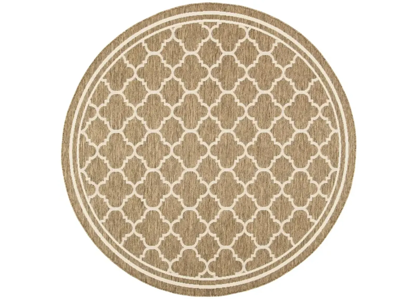 Courtyard Pathway Indoor/Outdoor Area Rug Round in Brown & Bone by Safavieh