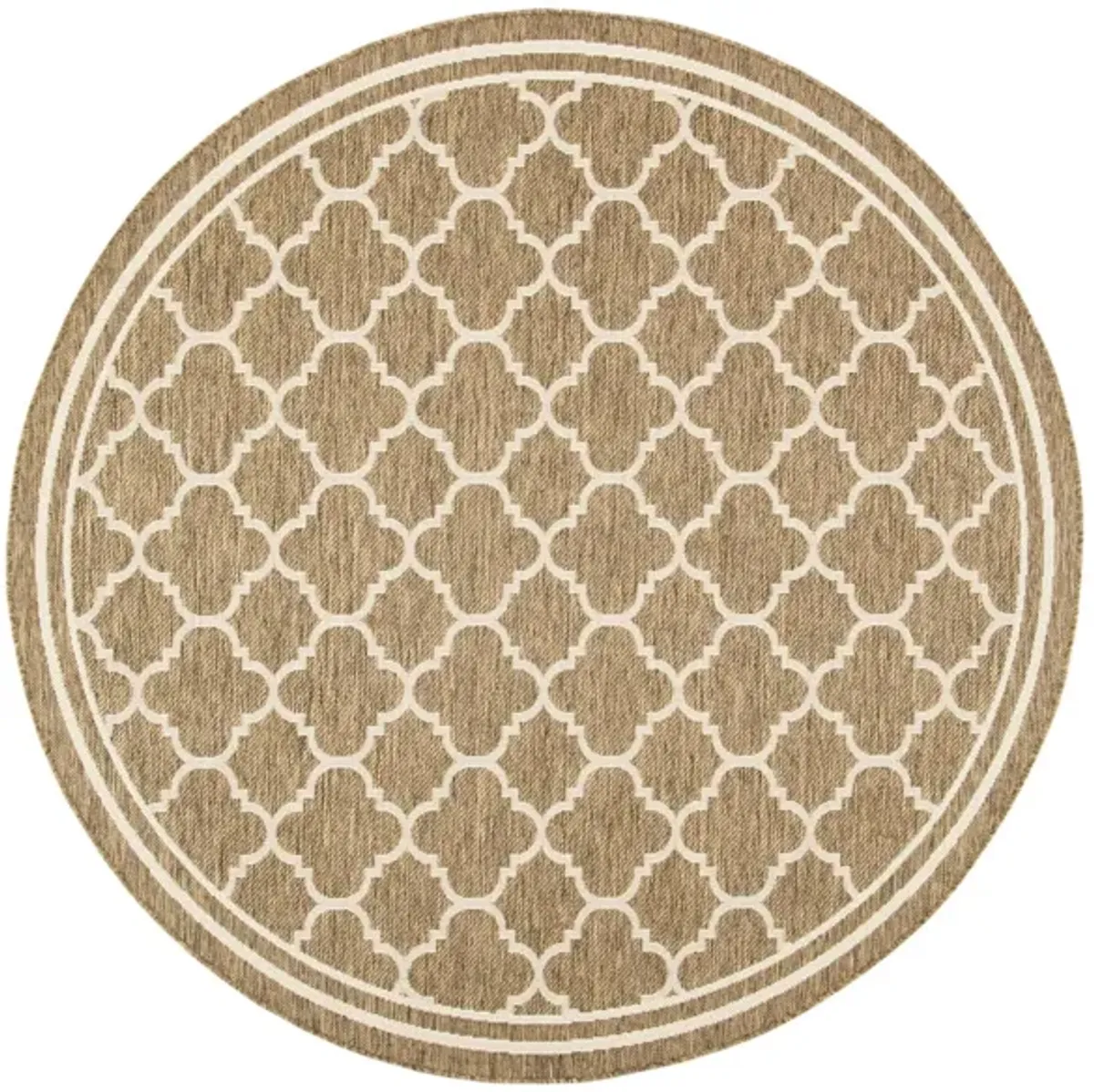 Courtyard Pathway Indoor/Outdoor Area Rug Round in Brown & Bone by Safavieh