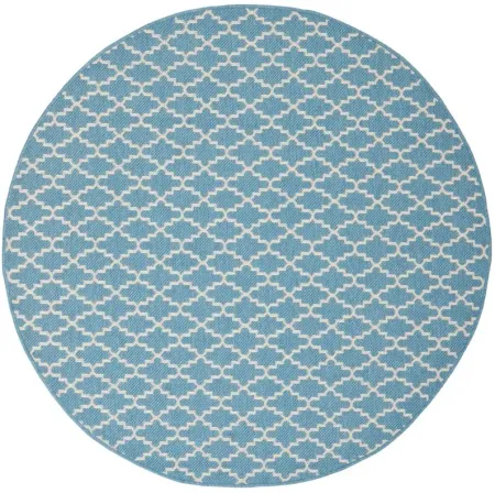 Courtyard Link Indoor/Outdoor Area Rug Round in Blue & Beige by Safavieh