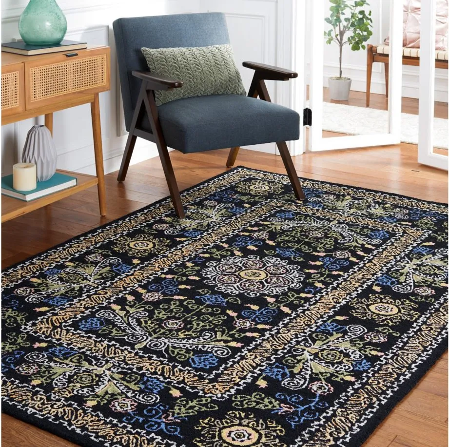 Shakespeare Area Rug in Black & Green by Safavieh