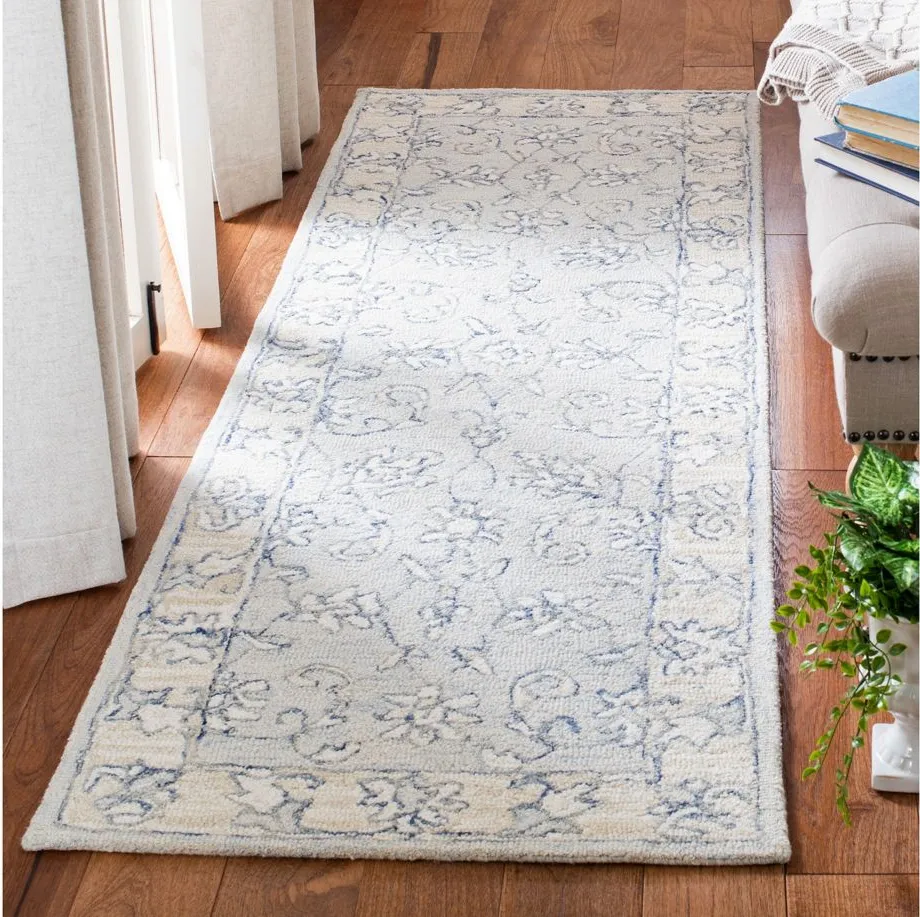 Macaw Runner Rug in Blue & Beige by Safavieh