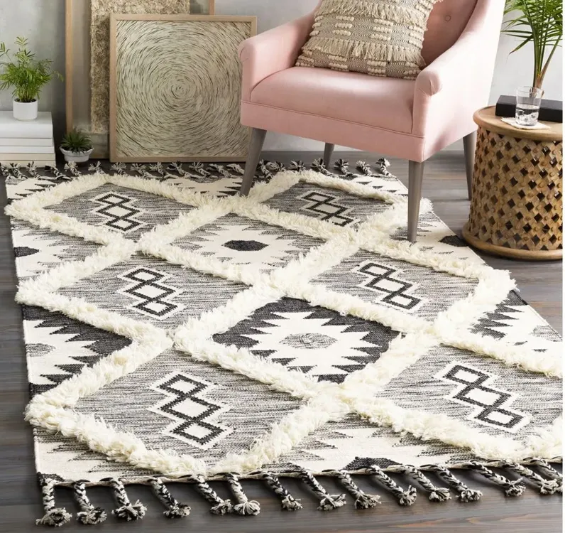 Apache Area Rug in Black, Cream by Surya