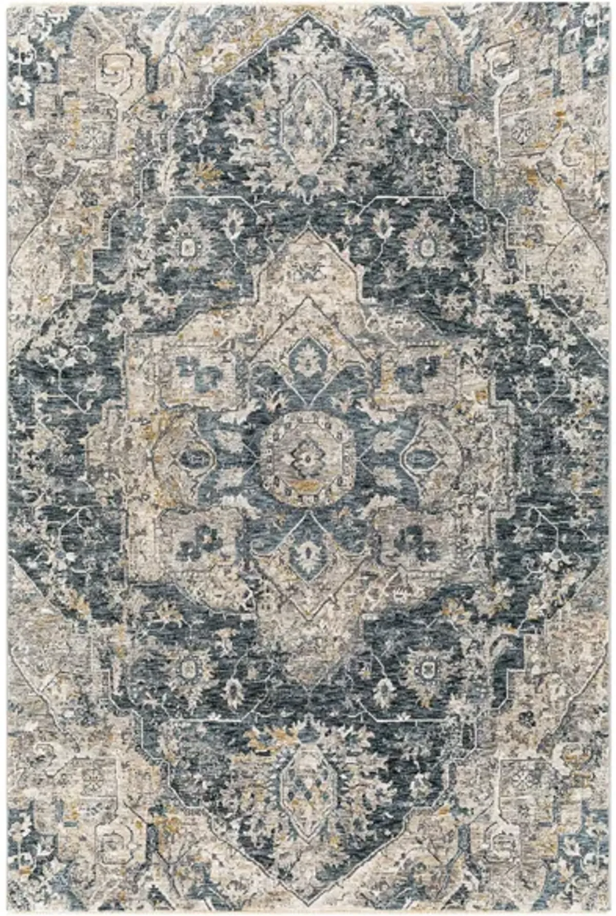 Caerdyf Newcastle Area Rug in Teal, Ivory, Gray, Camel by Surya