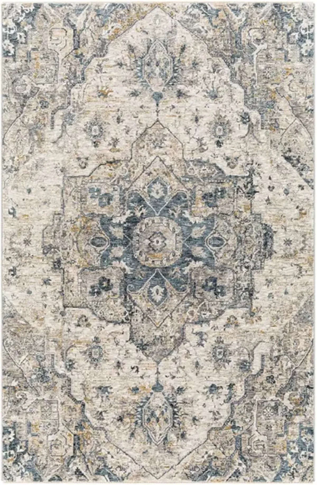 Caerdyf Shotton Area Rug in Teal, Ivory, Gray, Camel by Surya