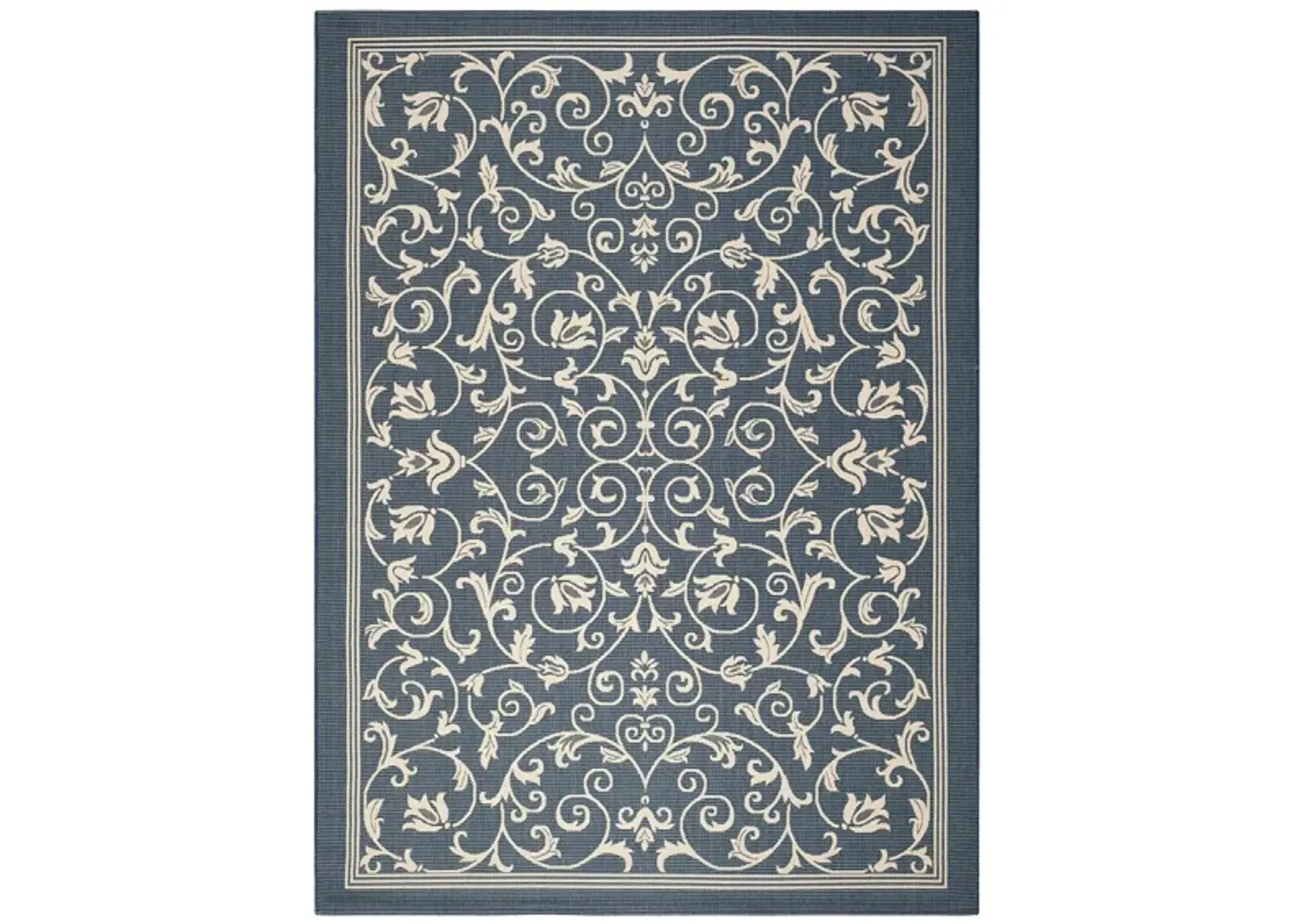 Courtyard Vines Indoor/Outdoor Area Rug in Navy & Beige by Safavieh