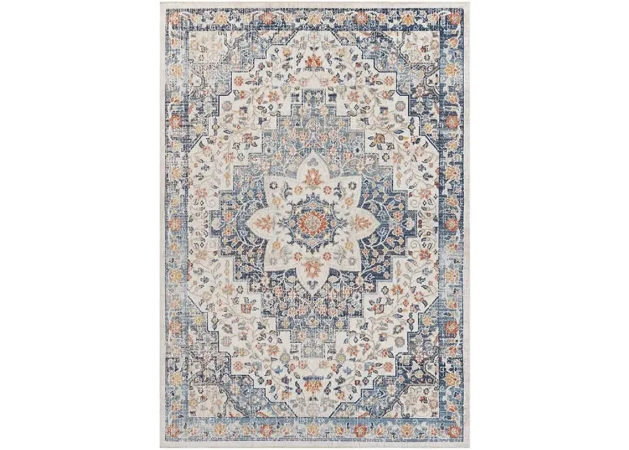 Huntington Beach Woodstock Indoor/Outdoor Area Rug in Navy, Denim, Brick Red, Tan, Medium Gray, Cream, Light Beige by Surya