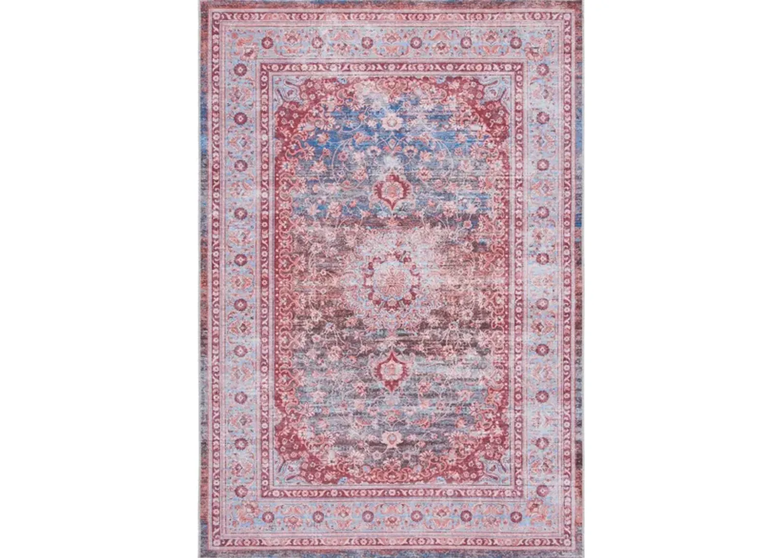 Serapi Area Rug in Light Blue & Red by Safavieh