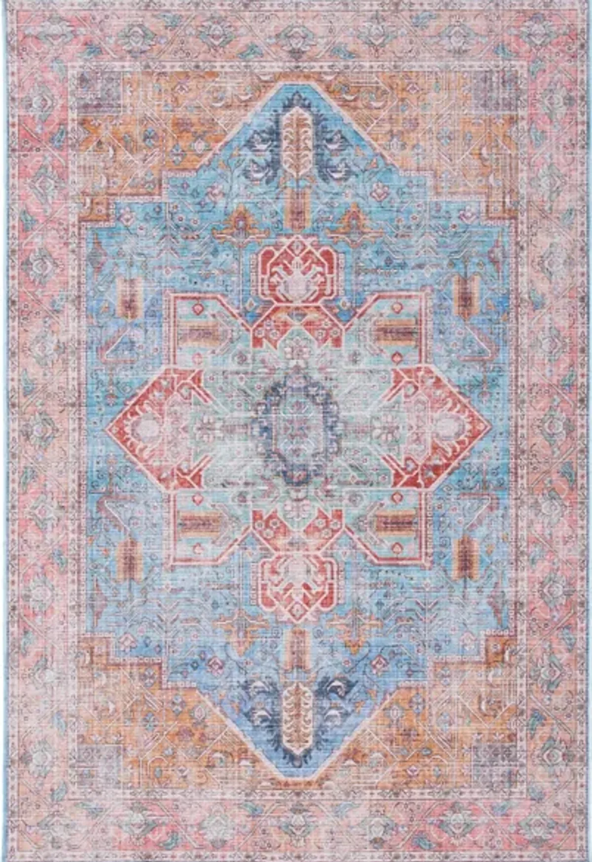 Serapi Area Rug in Blue & Rust by Safavieh