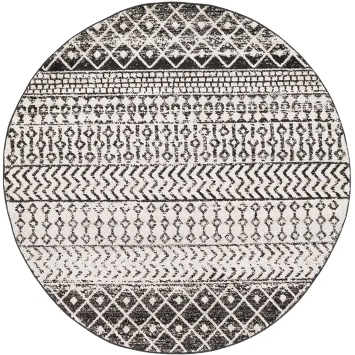 Elaziz Area Rug in Black, Light Gray, Medium Gray, White by Surya