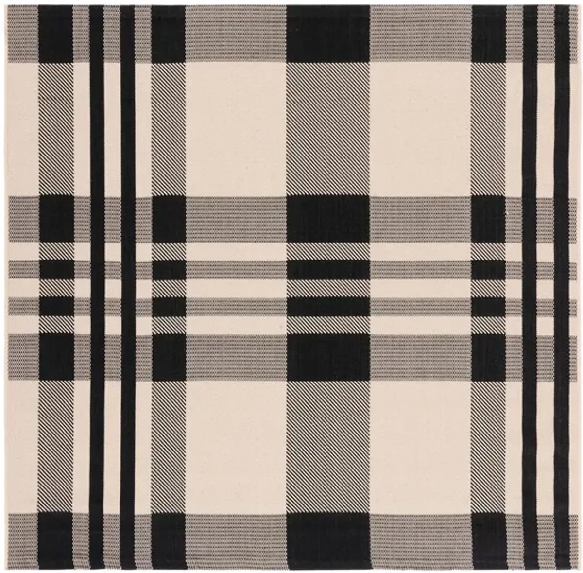 Courtyard Plaid Indoor/Outdoor Area Rug in Black & Bone by Safavieh