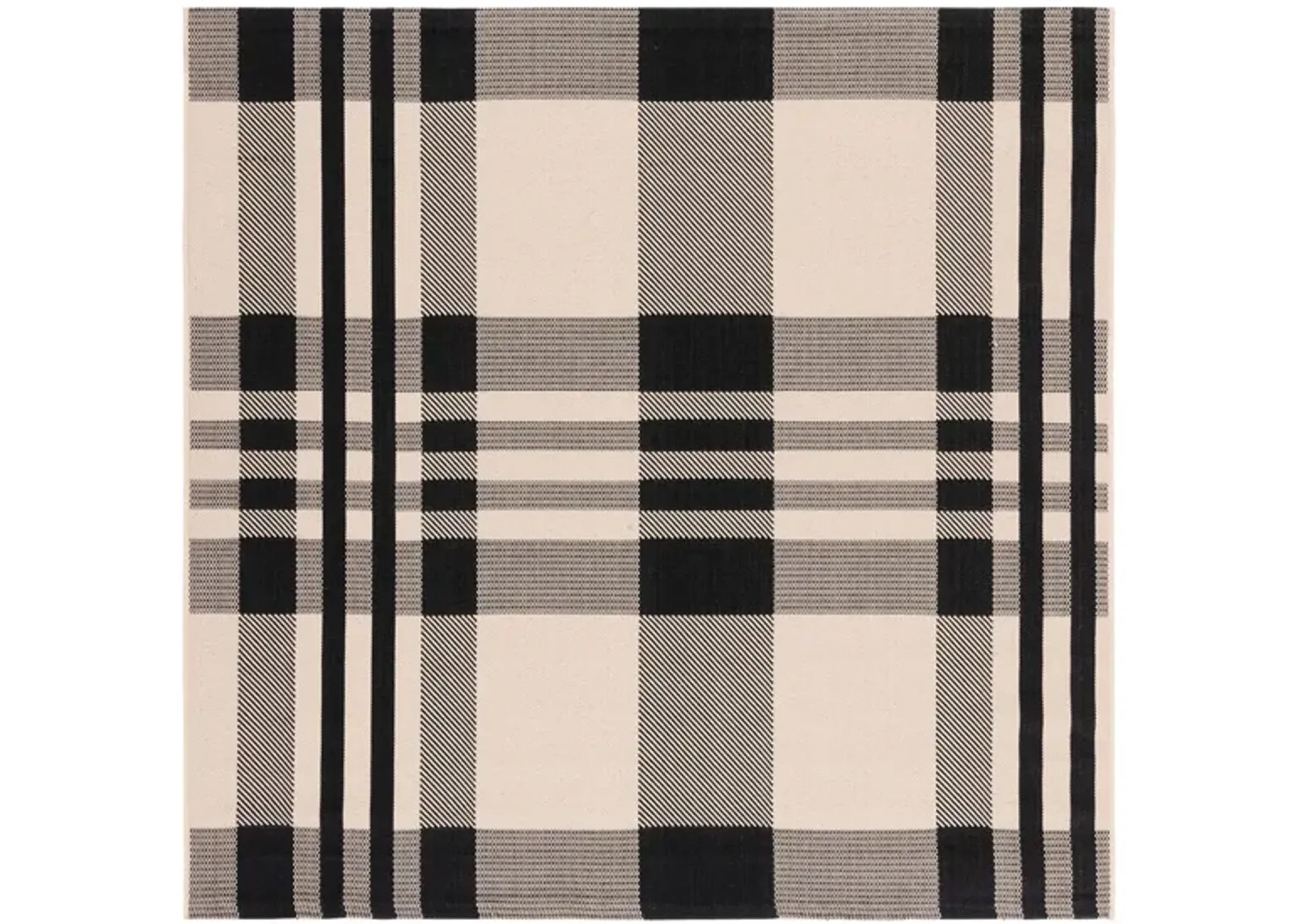 Courtyard Plaid Indoor/Outdoor Area Rug in Black & Bone by Safavieh