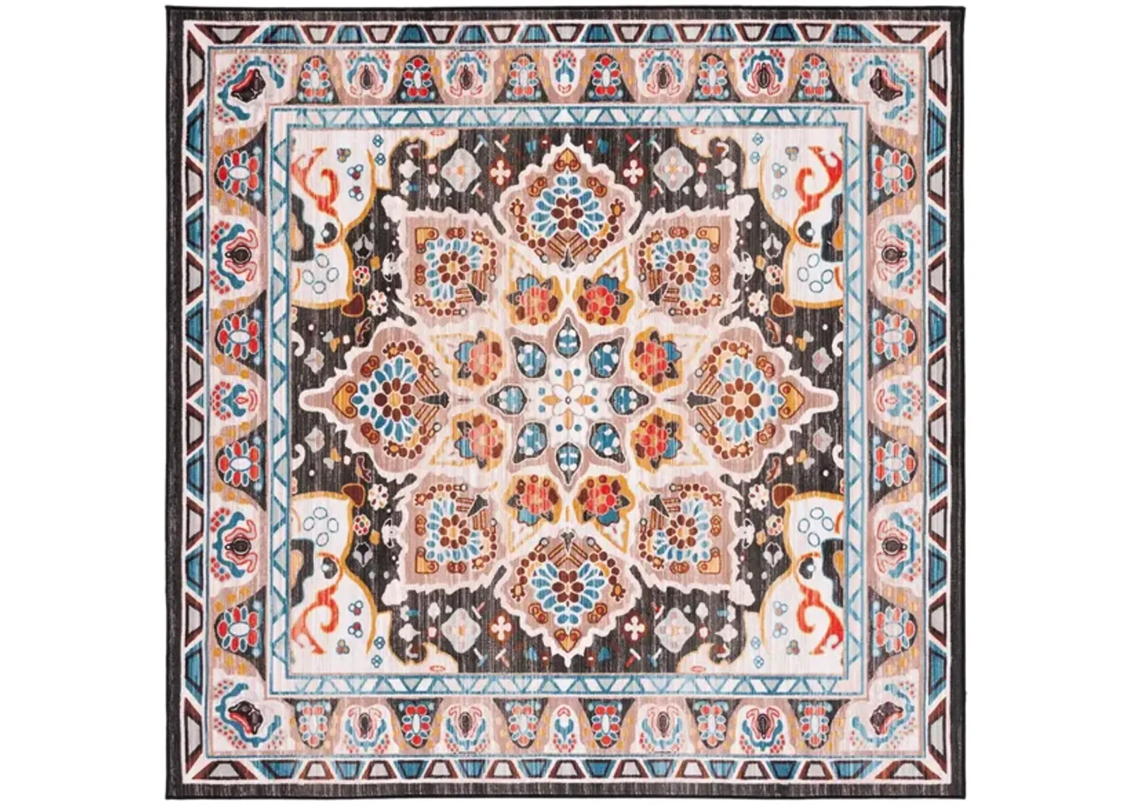 Rella Square Area Rug in Beige/Charcoal by Safavieh