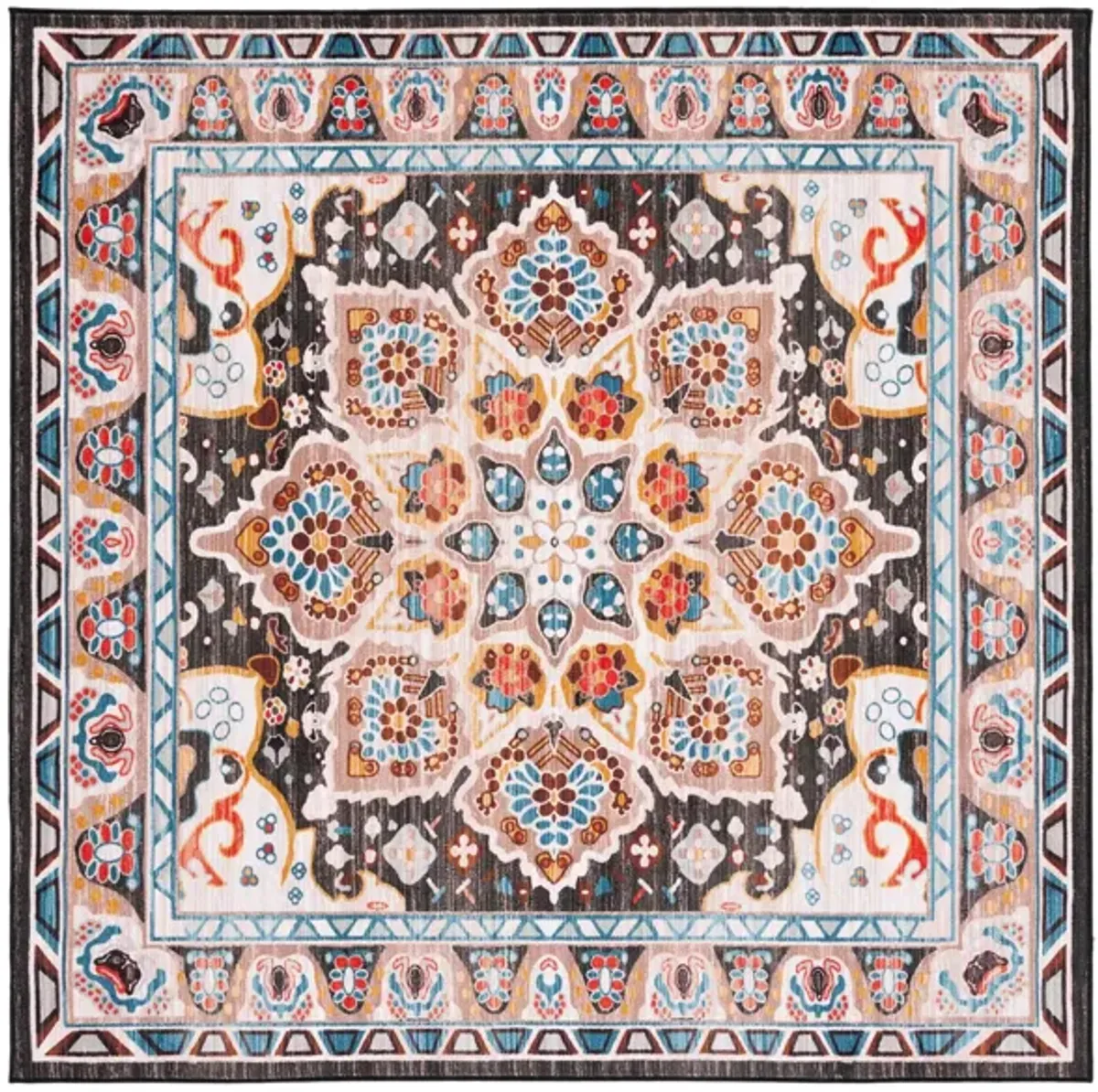 Rella Square Area Rug in Beige/Charcoal by Safavieh