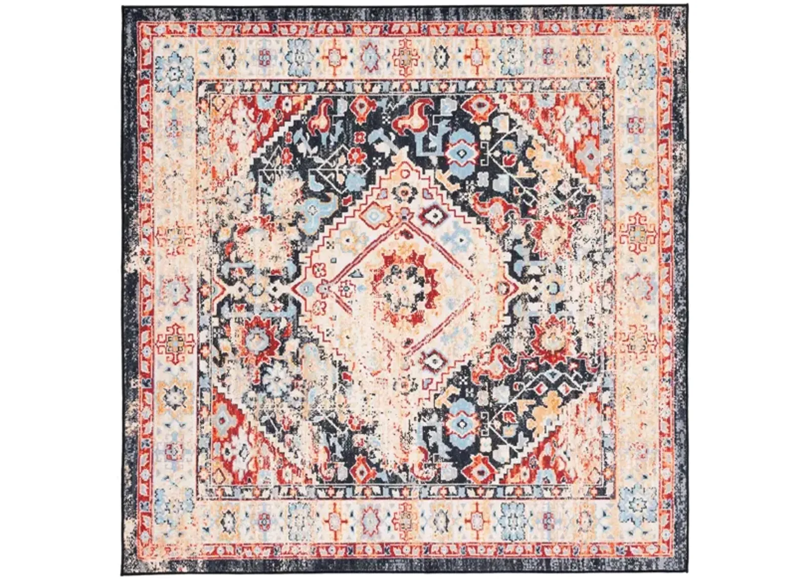 Rensen Square Area Rug in Charcoal/Gold by Safavieh