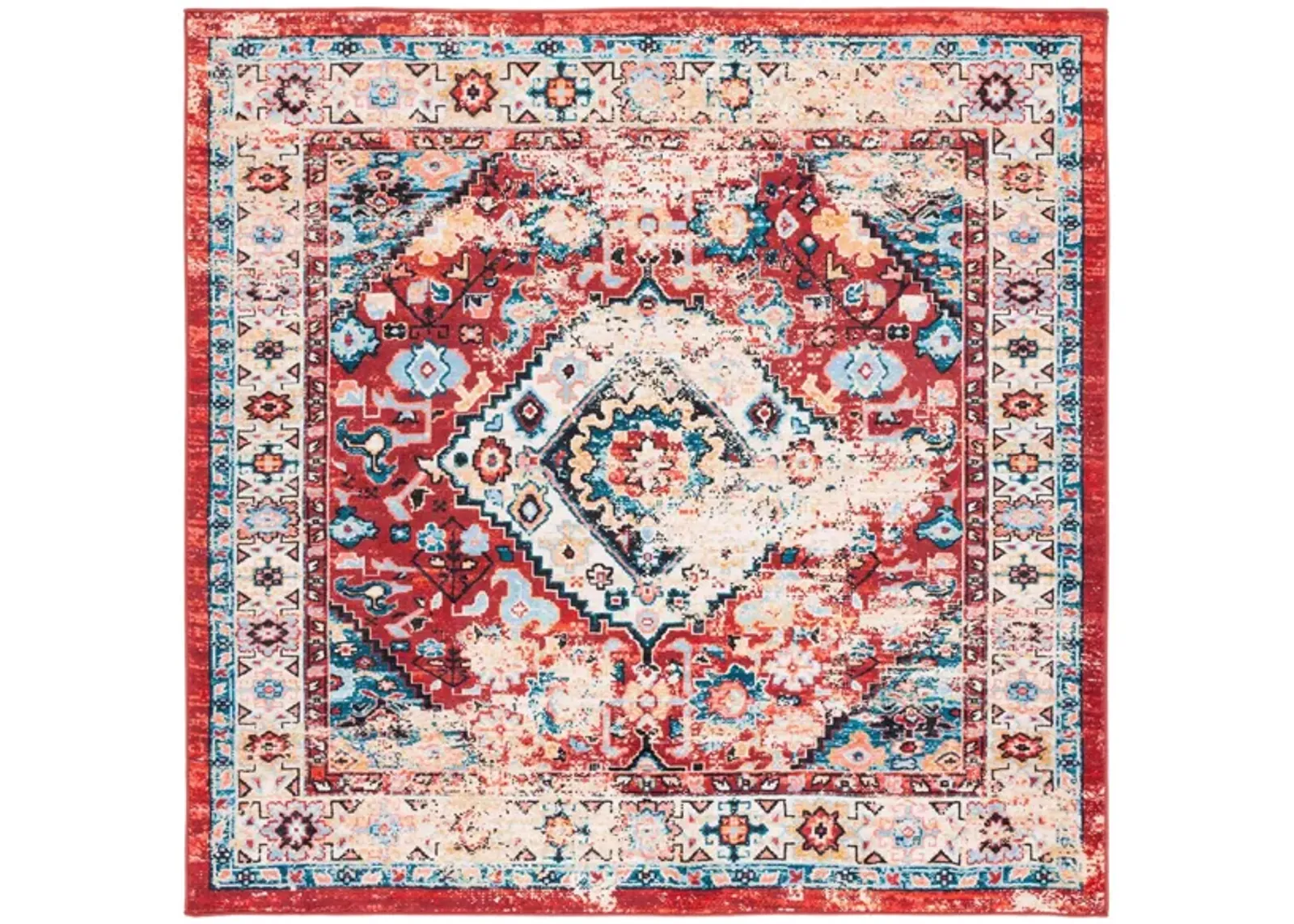 Reevah Square Area Rug in Red/Blue by Safavieh