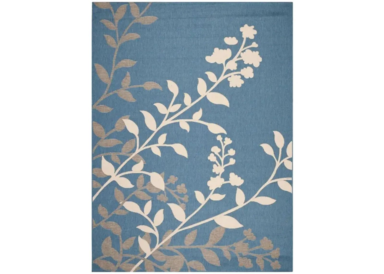 Courtyard Floral Indoor/Outdoor Area Rug in Blue & Beige by Safavieh