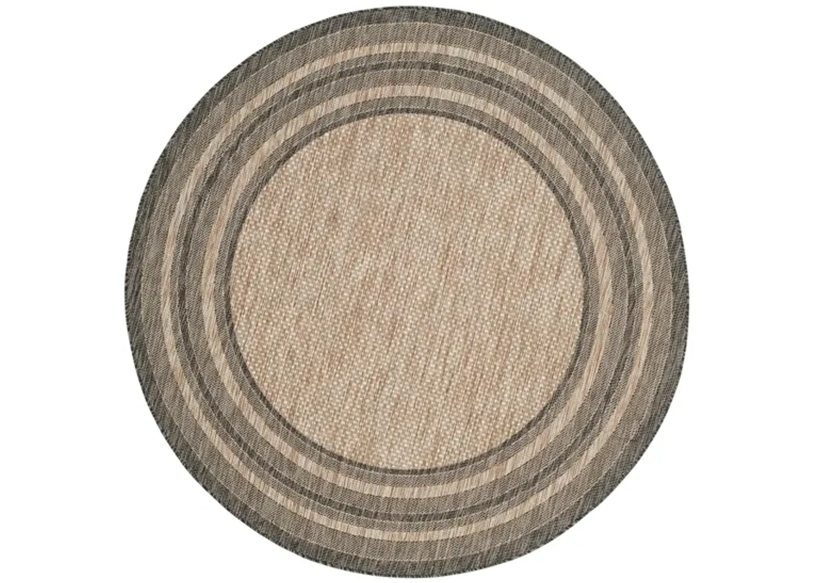 Courtyard Marches Indoor/Outdoor Area Rug Round in Natural & Black by Safavieh