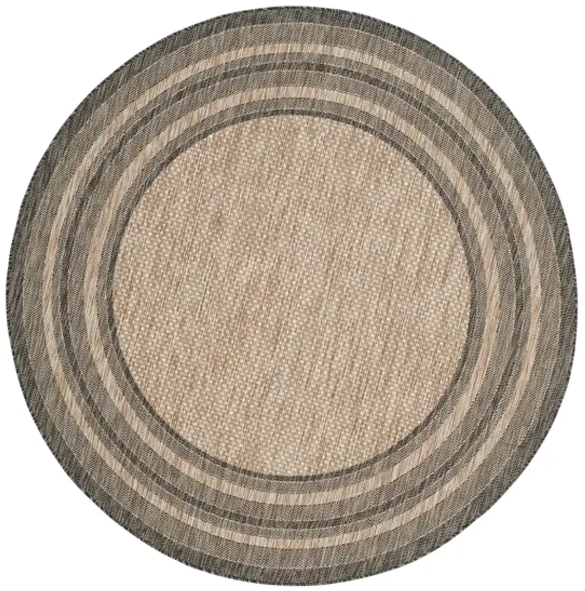 Courtyard Marches Indoor/Outdoor Area Rug Round in Natural & Black by Safavieh