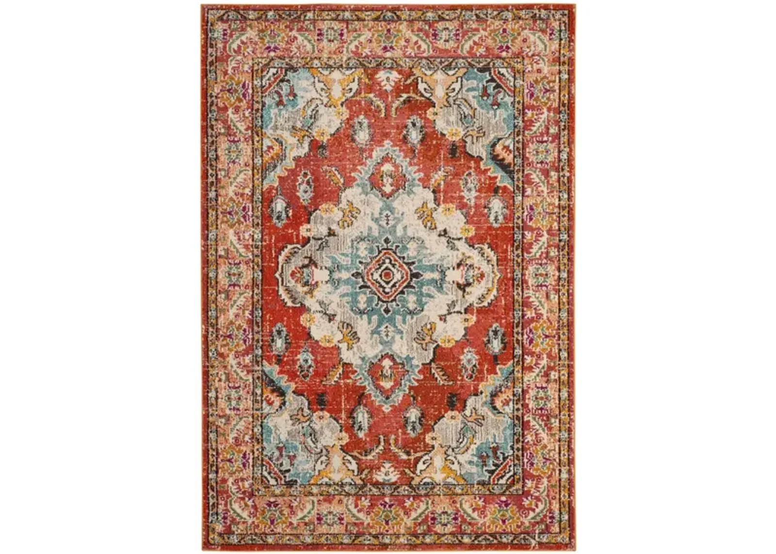 Monaco Area Rug in Orange/Light Blue by Safavieh