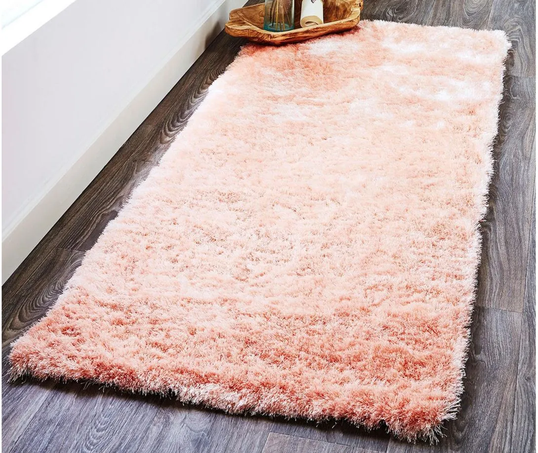 Indochine Plush Shag Area Rug with Metallic Sheen in Salmon Pink by Feizy