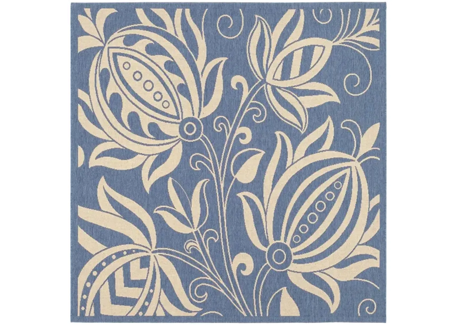 Courtyard Patterned Indoor/Outdoor Area Rug in Blue & Natural by Safavieh