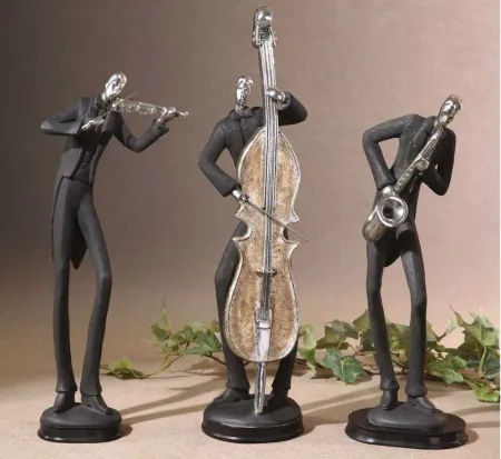 Musician Figurines: Set of 3 in Slate Gray by Uttermost
