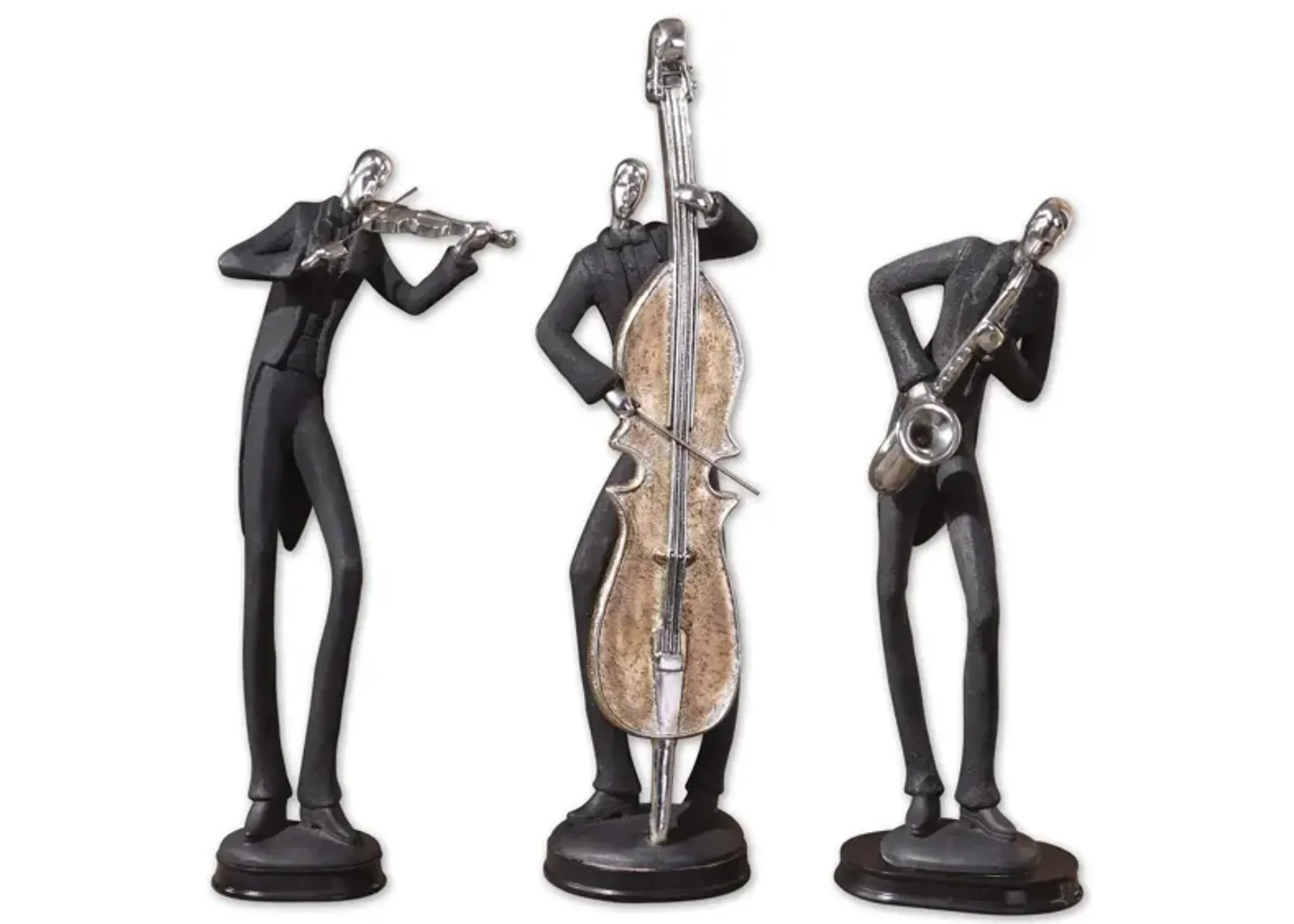 Musician Figurines: Set of 3 in Slate Gray by Uttermost