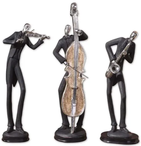 Musician Figurines: Set of 3 in Slate Gray by Uttermost