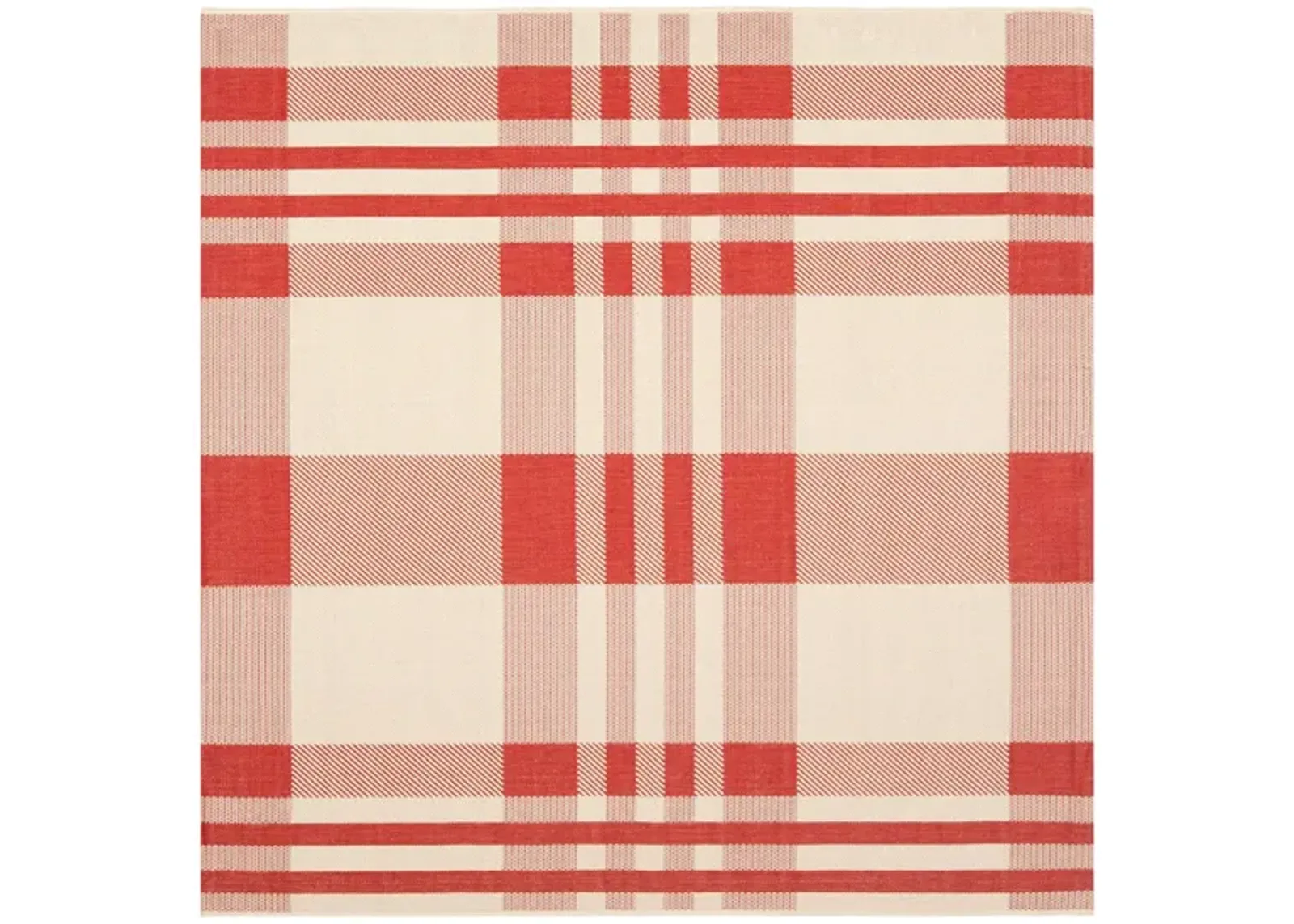 Courtyard Plaid Indoor/Outdoor Area Rug in Red & Bone by Safavieh