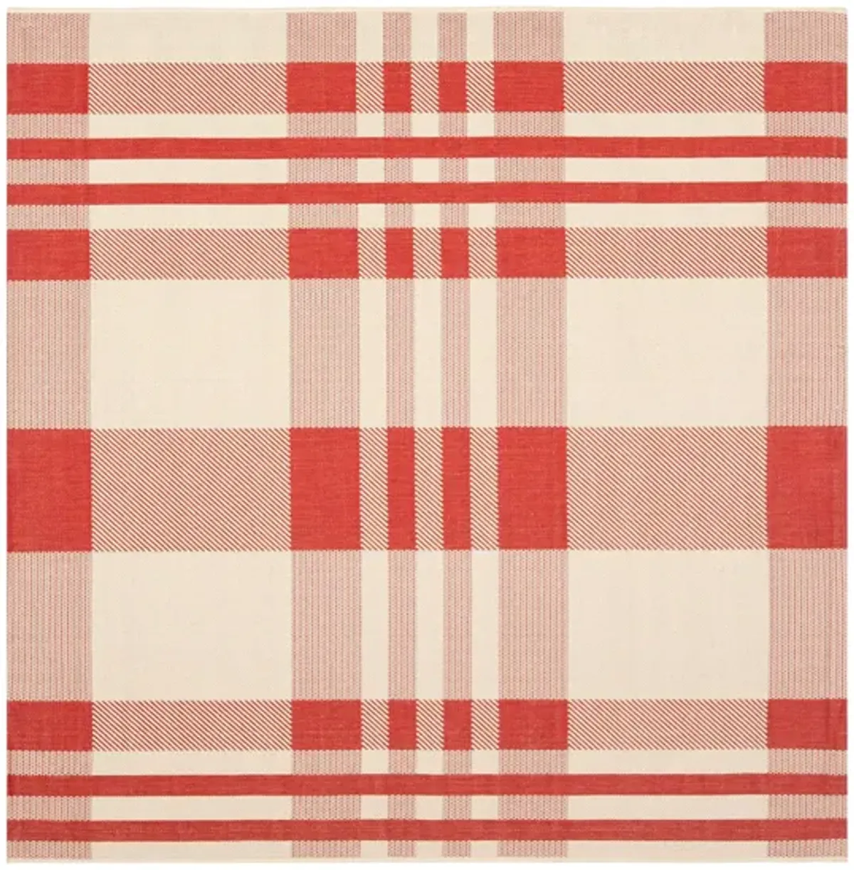 Courtyard Plaid Indoor/Outdoor Area Rug in Red & Bone by Safavieh