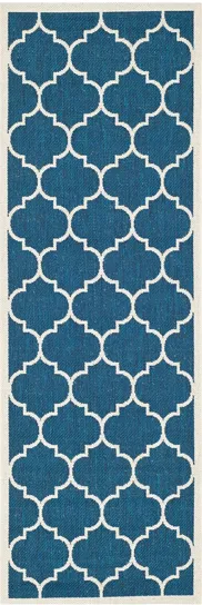 Courtyard Lattice Indoor/Outdoor Runner Rug in Navy & Beige by Safavieh