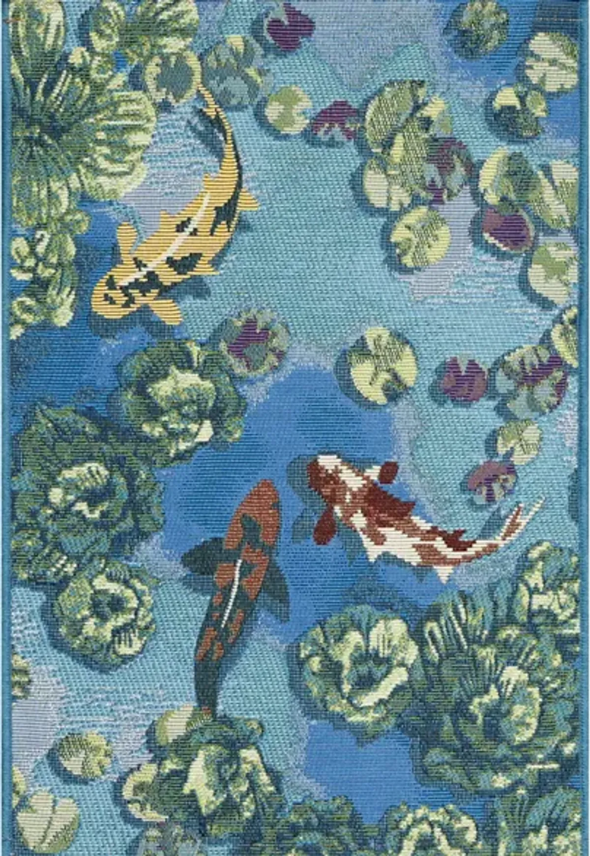 Esencia Koi Pond Mat in Aqua by Trans-Ocean Import Co Inc