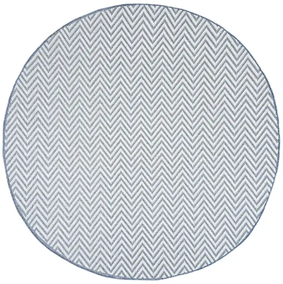 Bermuda Chevron Indoor/Outdoor Round Area Rug in Blue & Creme by Safavieh