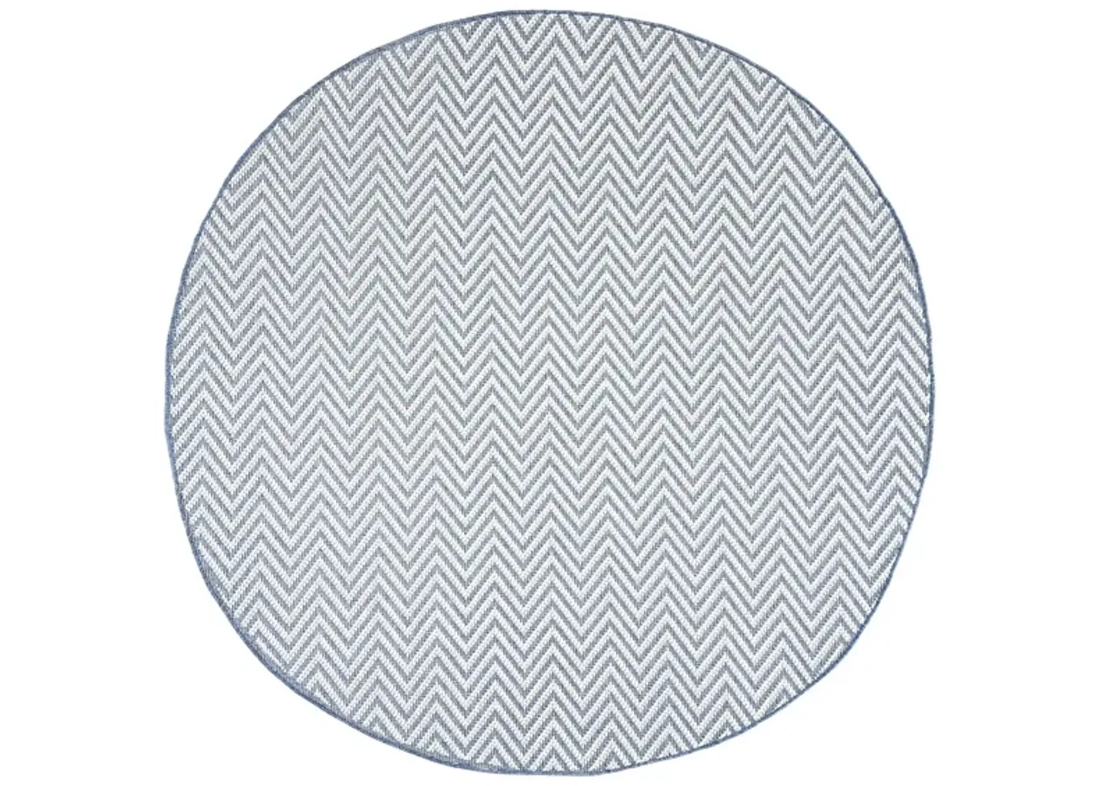 Bermuda Chevron Indoor/Outdoor Round Area Rug in Blue & Creme by Safavieh