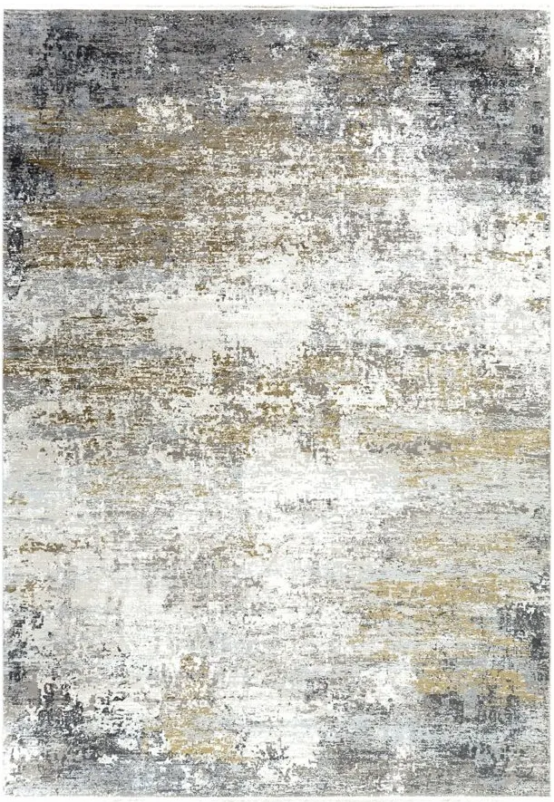 Solaris Distressed Rug in Medium Gray, Taupe, Bright Yellow, White by Surya