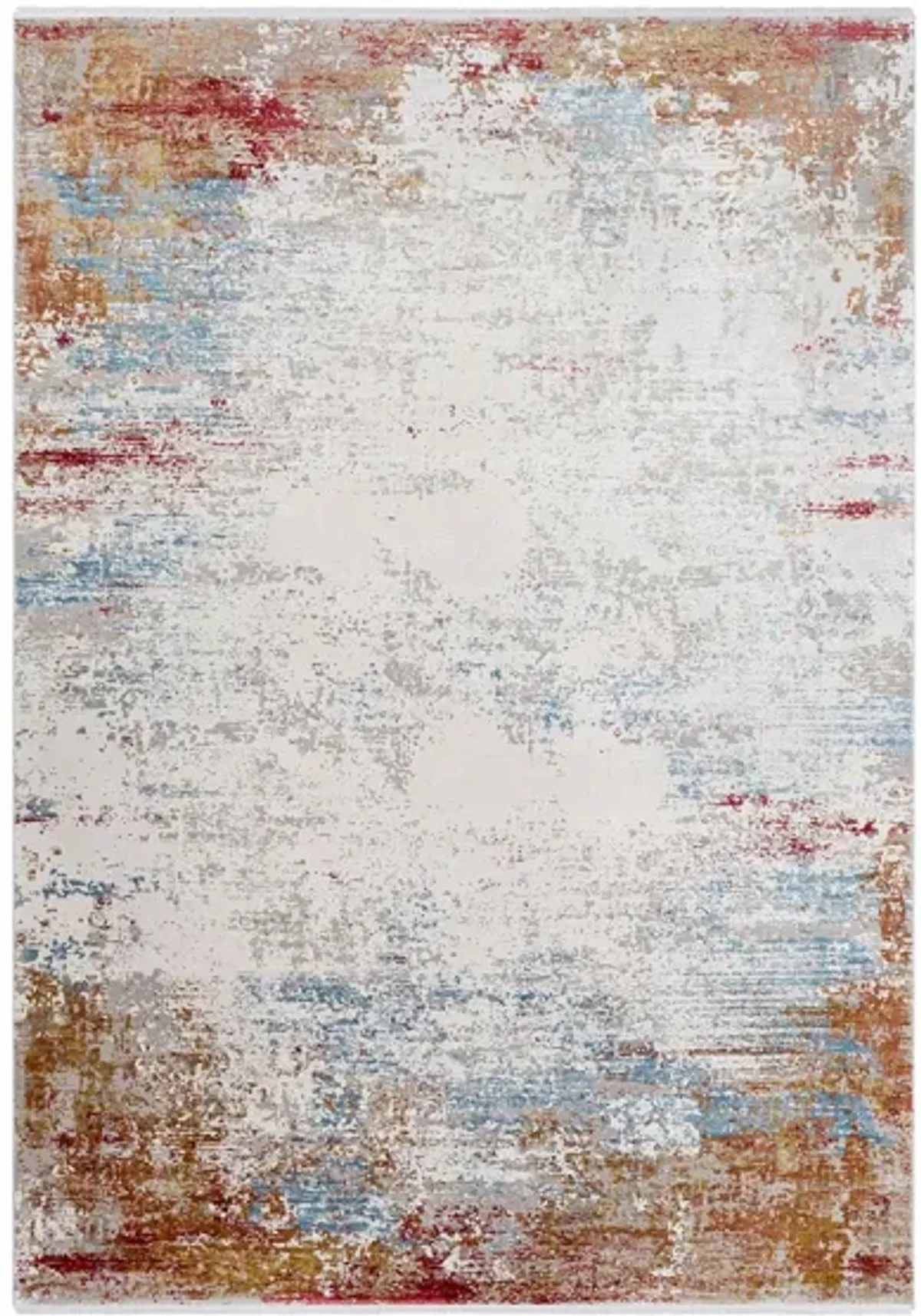 Solaris Autumn Rug in Burnt Orange, Bright Yellow, Bright Red, Sky Blue, White, Taupe, Medium Gray by Surya