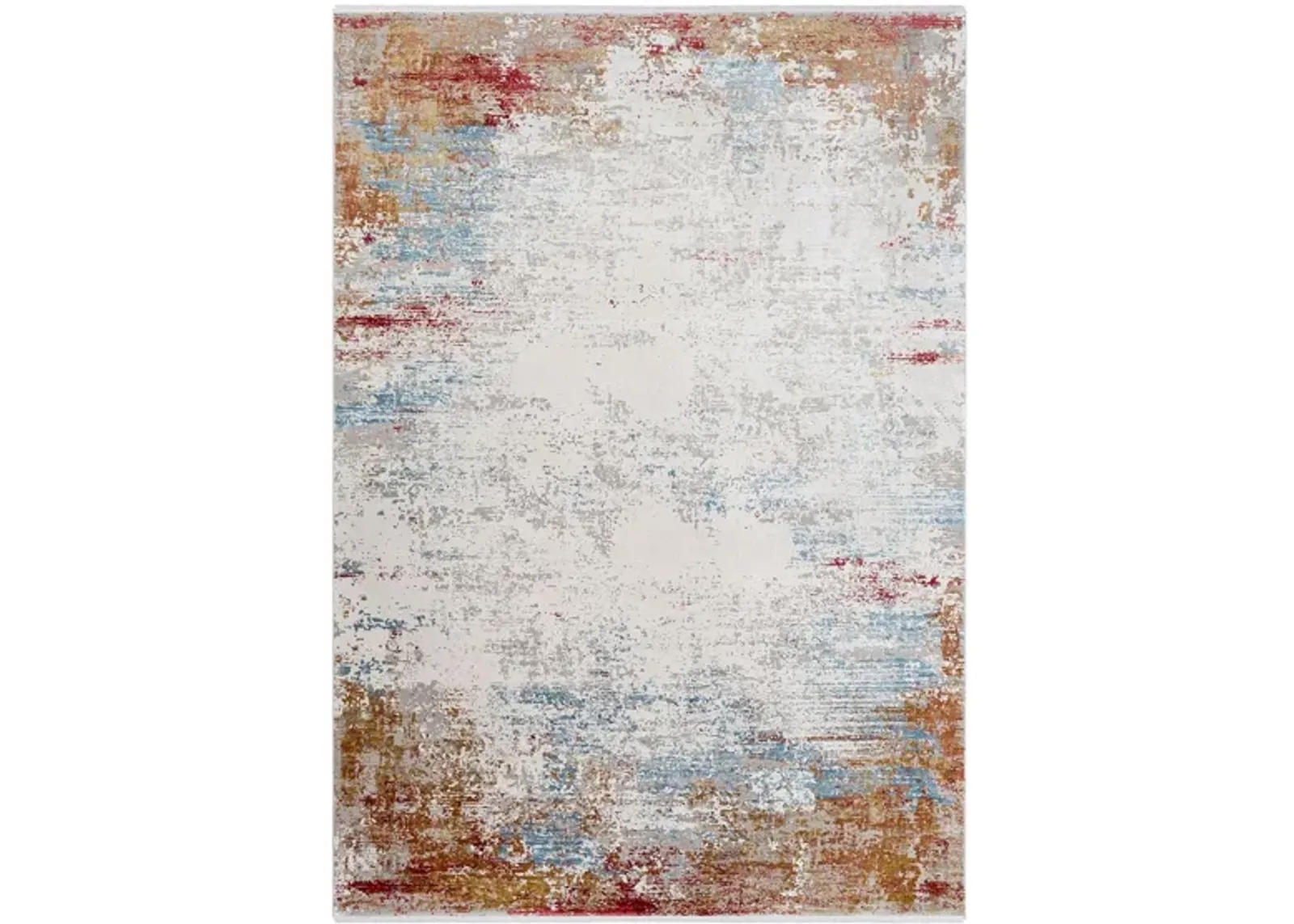 Solaris Autumn Rug in Burnt Orange, Bright Yellow, Bright Red, Sky Blue, White, Taupe, Medium Gray by Surya