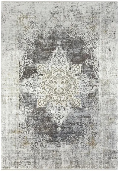 Solaris Opal Rug in Charcoal, Taupe, Medium Gray, Bright Yellow, White, Light Gray by Surya