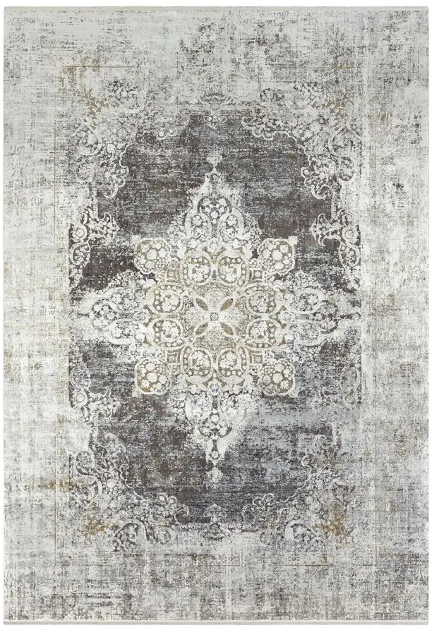 Solaris Opal Rug in Charcoal, Taupe, Medium Gray, Bright Yellow, White, Light Gray by Surya