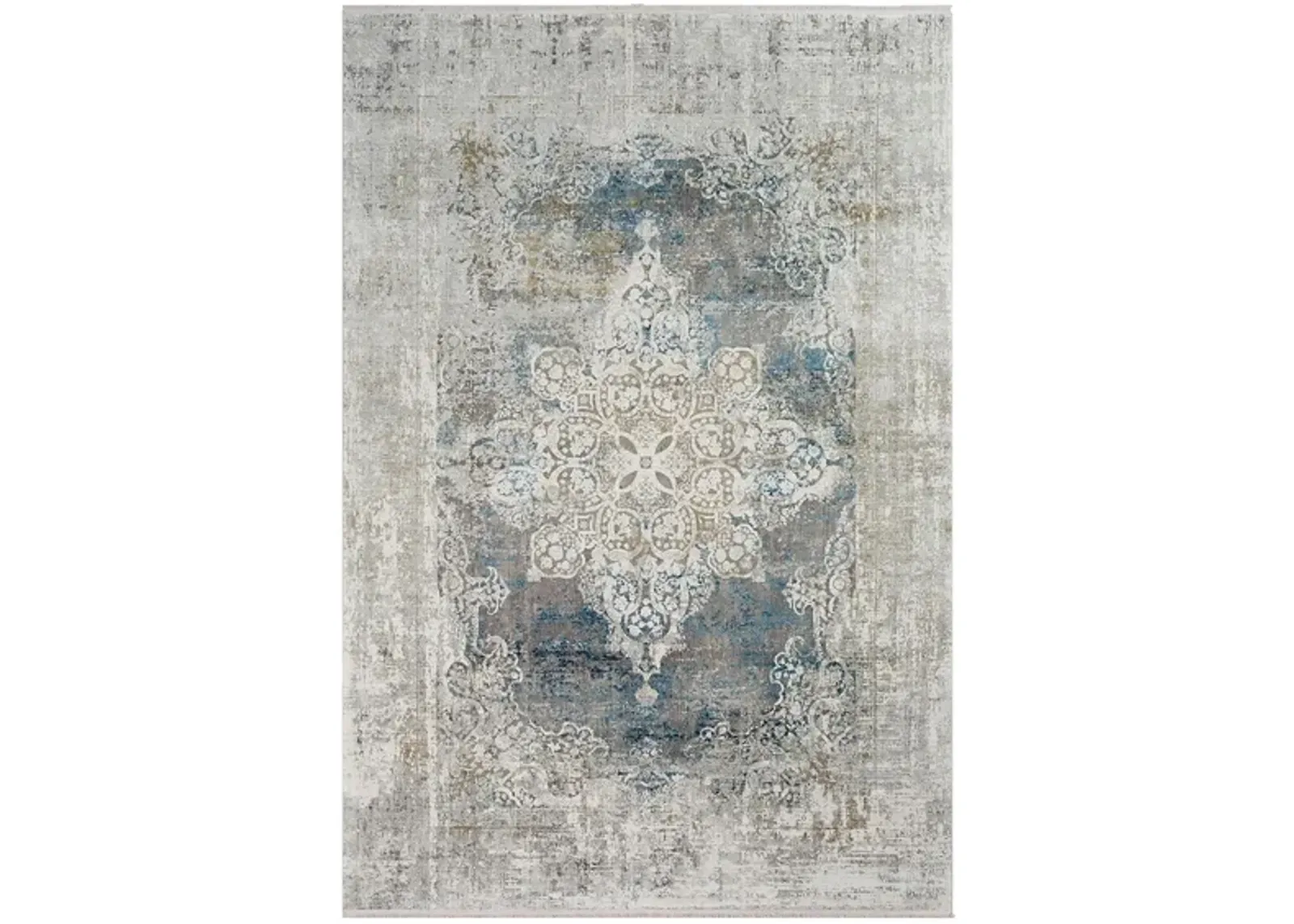 Solaris Topaz Rug in Sky Blue, Dark Blue, Taupe, Medium Gray, Light Gray, White, Bright Yellow by Surya